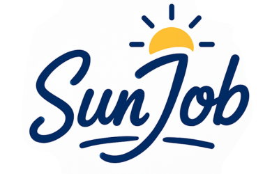 Logo của SunJob với hình ảnh mặt trời và chữ 'SunJob' được thiết kế nghệ thuật.